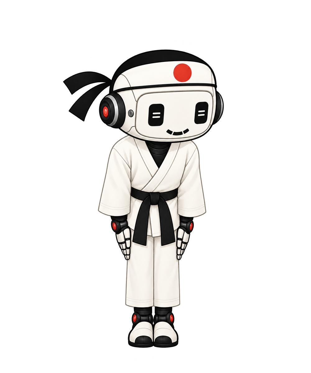 The Creatr Dojo robot sensei performing a respectful standing bow